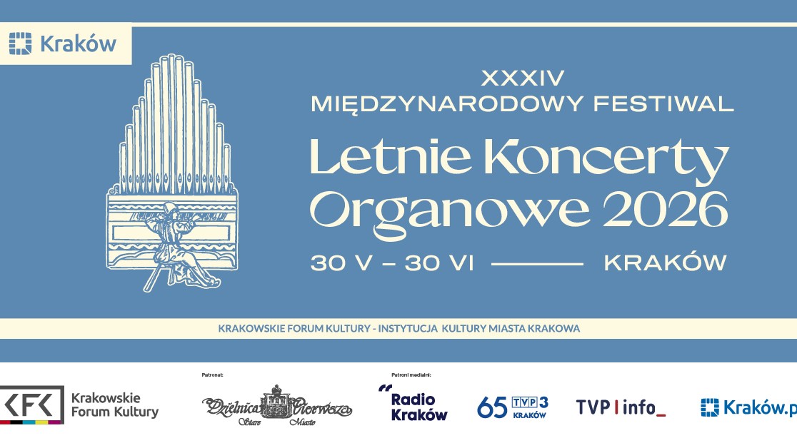 XXXIV Międzynarodowy Festiwal Letnie Koncerty Organowe 2026 w Krakowie - grafika
