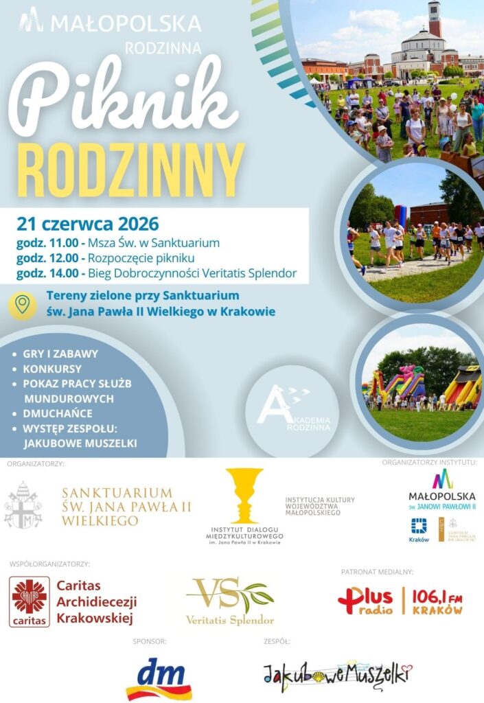Rodzinne święto przy Sanktuarium św. Jana Pawła II. W programie koncerty, warsztaty i bieg charytatywny 1 piknik rodzinny 2026