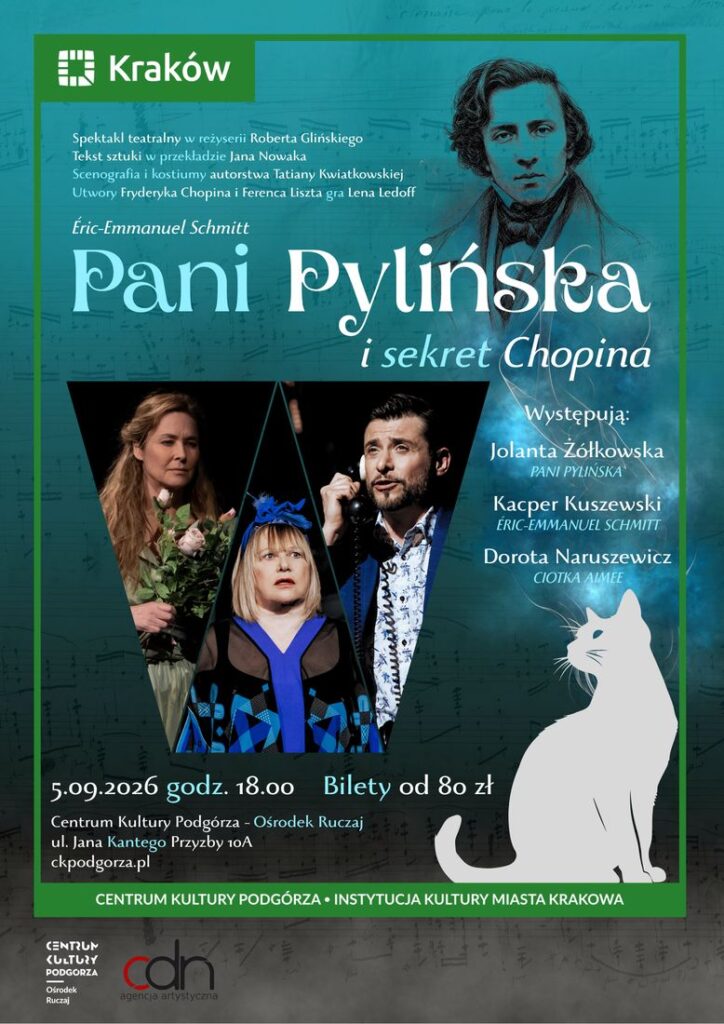 „Pani Pylińska i sekret Chopina” – komediowy spektakl z muzyką na żywo 1 pylinska plakat